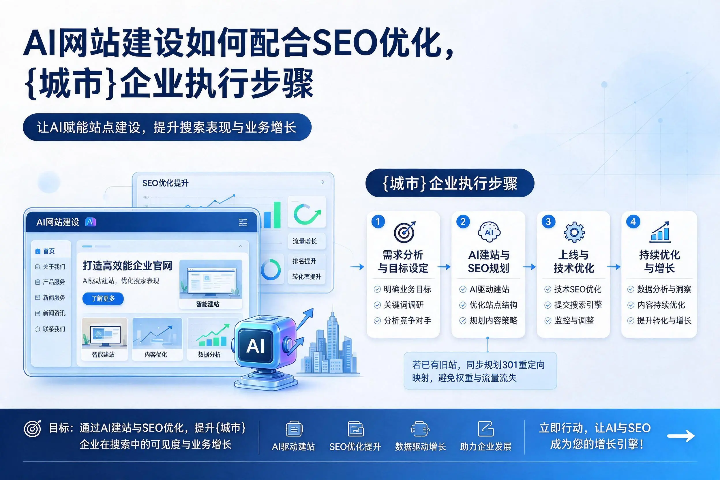 AI网站建设如何配合SEO优化，重庆城区企业执行步骤