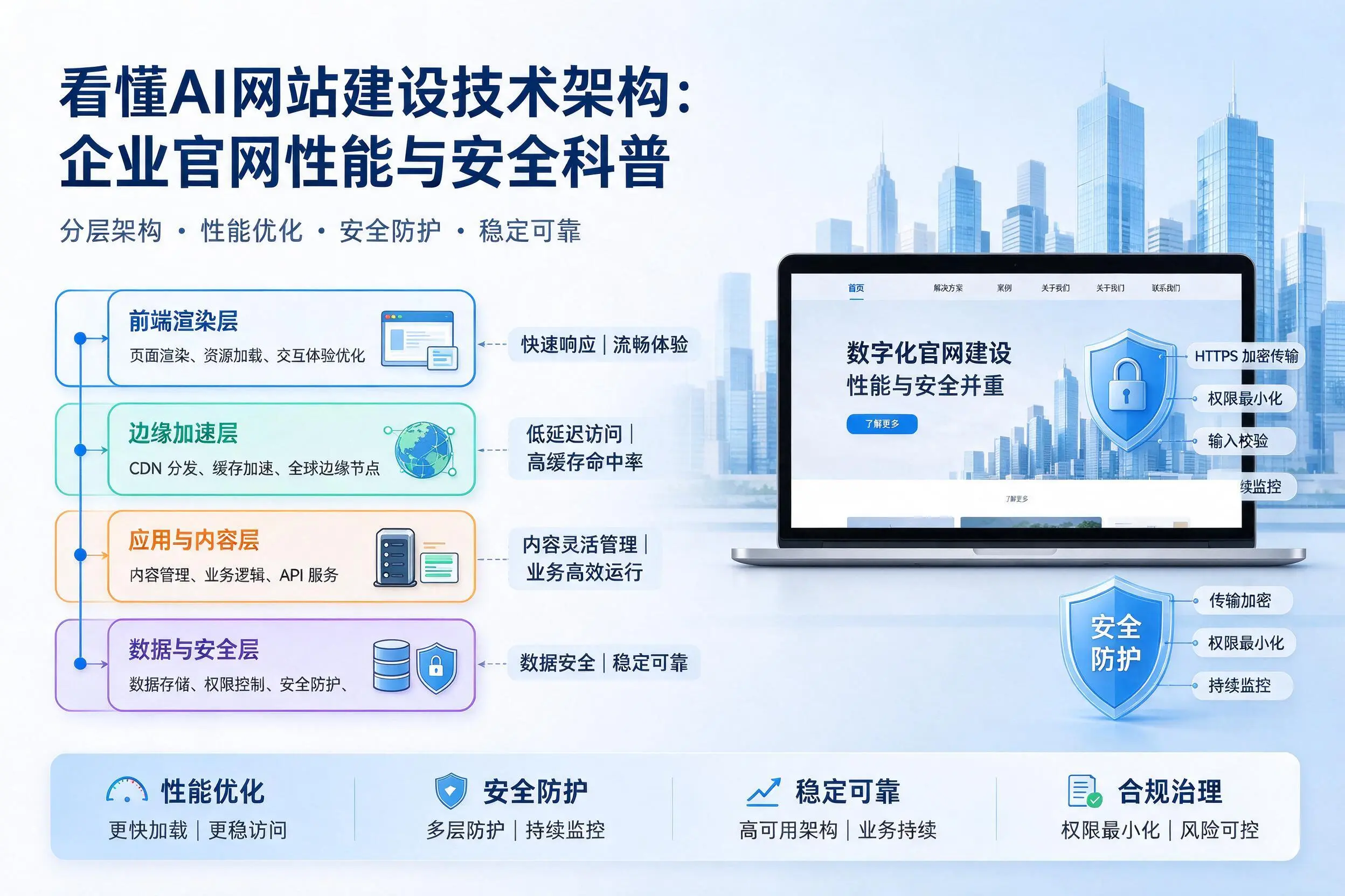看懂AI网站建设技术架构：重庆城区企业官网性能与安全科普