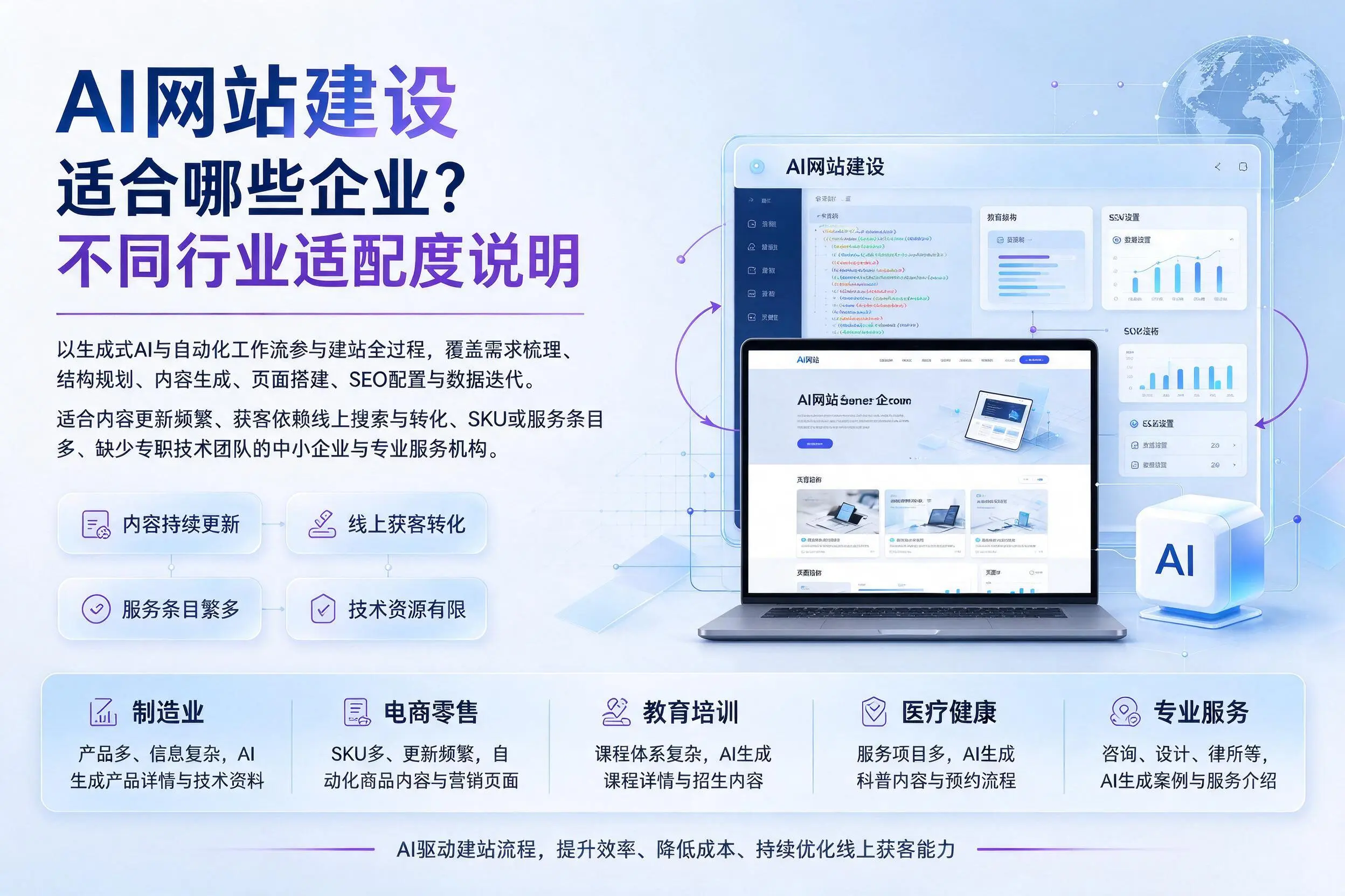 AI网站建设适合哪些企业？重庆城区不同行业适配度说明